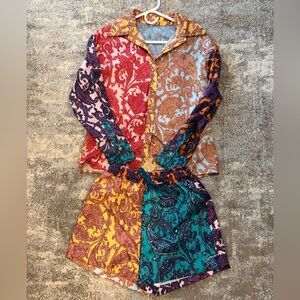 Colorful Paisley Patchwork Shirt and Shorts Set